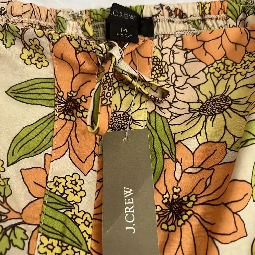 J Crew Smocked Top 14 Zinnia Floral Square Neck Peasant Cottagecore